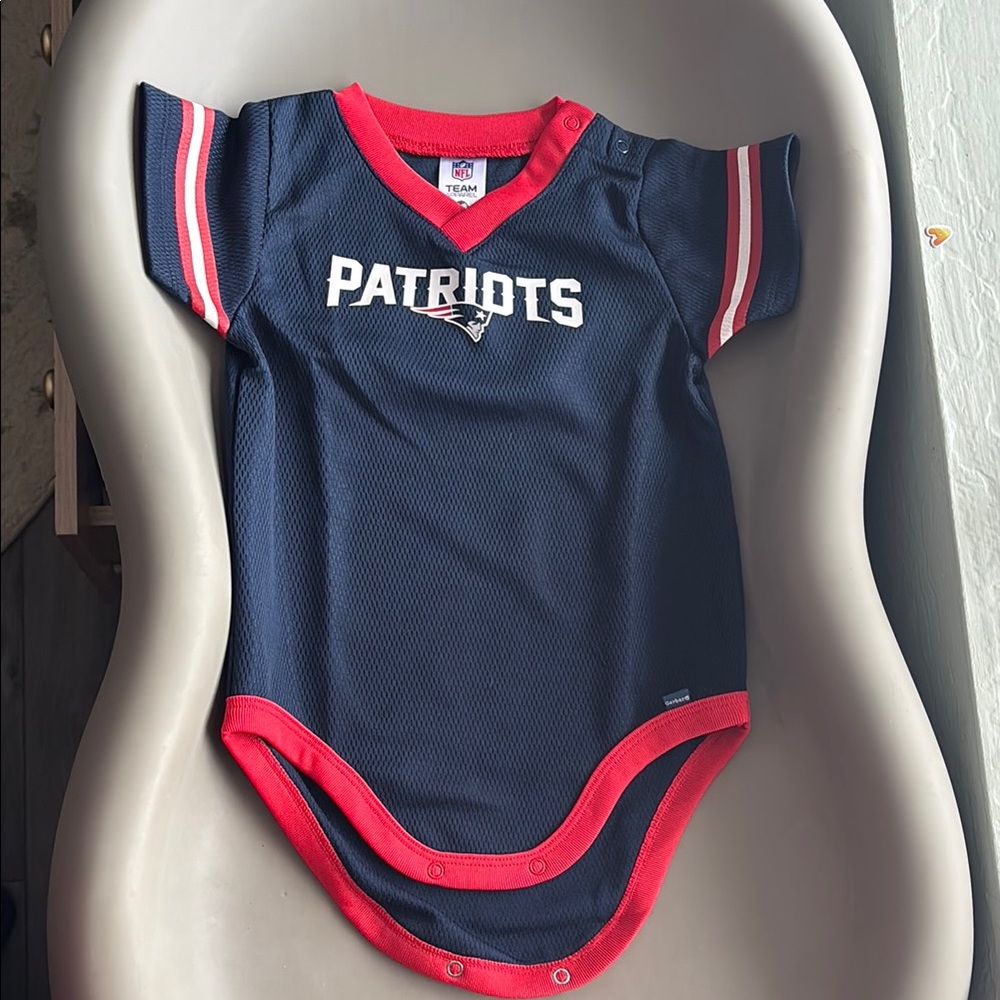 NFL Patriots Navy and Red Baby Bodysuit